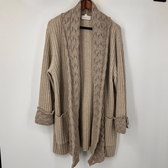 Le Bambole 2 Piece Cardigan Sweater Skirt Knit Womens 10 12 Large Medium Tan - Picture 2 of 12